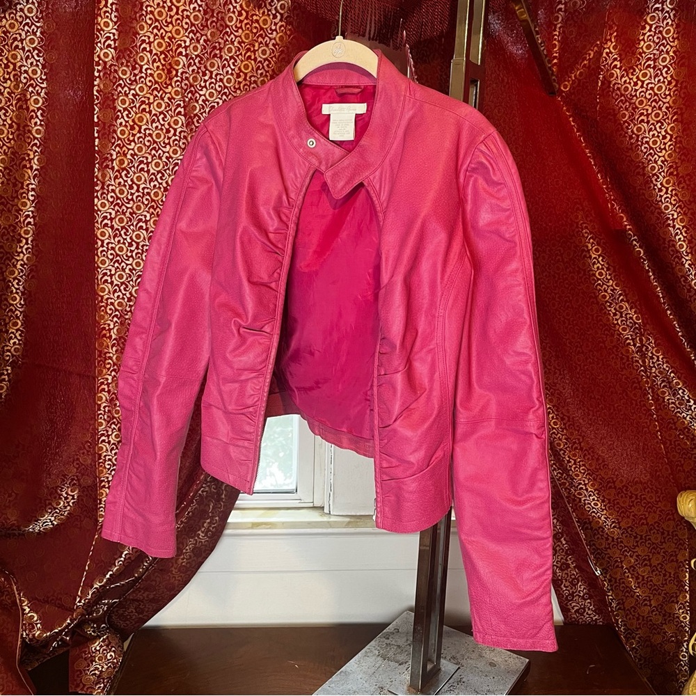 Pink 100% Leather Jacket (Medium)